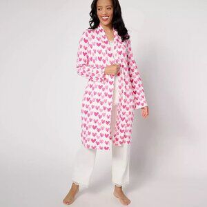 NEW Bumblebella by Jill Martin Dreamy Jersey Spa Robe-Pink Hearts-Small-A640441